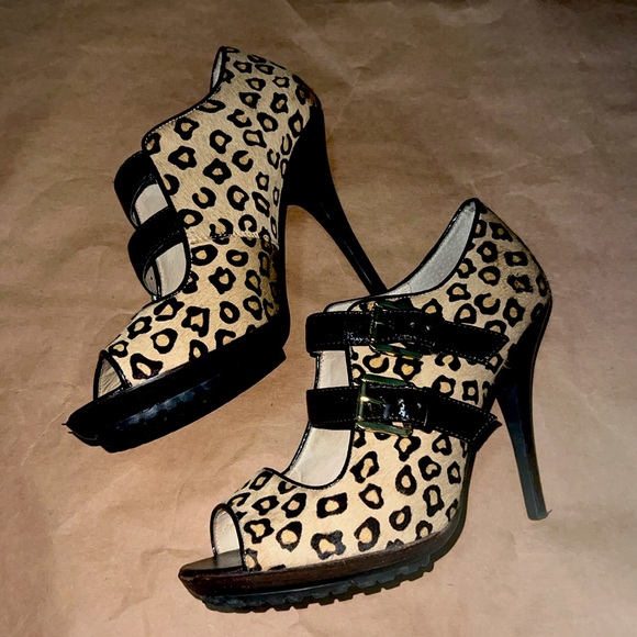 Michael Kors Leopard Print Open-Toe Ankle Boot - Picture 3 of 4